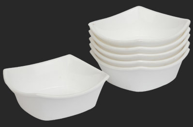 Cornet White & Black Bowl Square Medium, For Restaurant