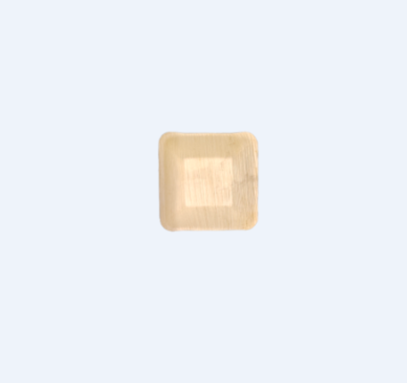 Natural Areca Leaf 3.5 Inch Square Bowl, For Hotel, Size: 150 Ml