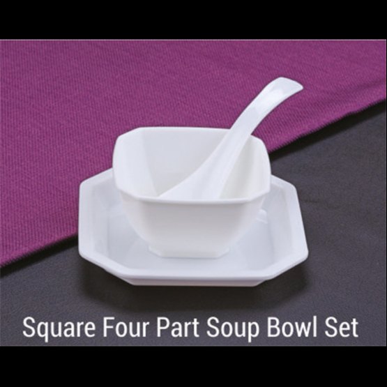 Glossy White Square Soup Bowl for Home
