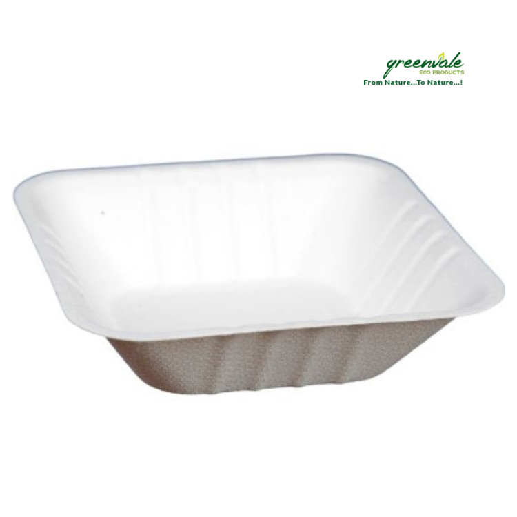 Greenvale White Biodegradable Bowl 4 Square, For Restaurant, Size: 108x108x26MM