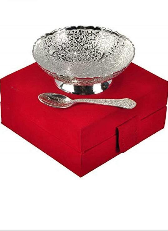 mv international Silver Kitchen decorative bowl, Set Contains: 1, Size: 5 Inch
