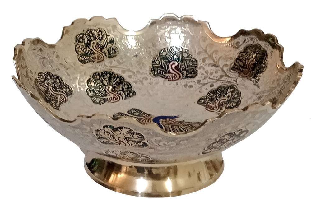 Metal Bowl Serving Plate: for Dry Fruits, Sweets Or Candies Or Decor Piece (12571B)