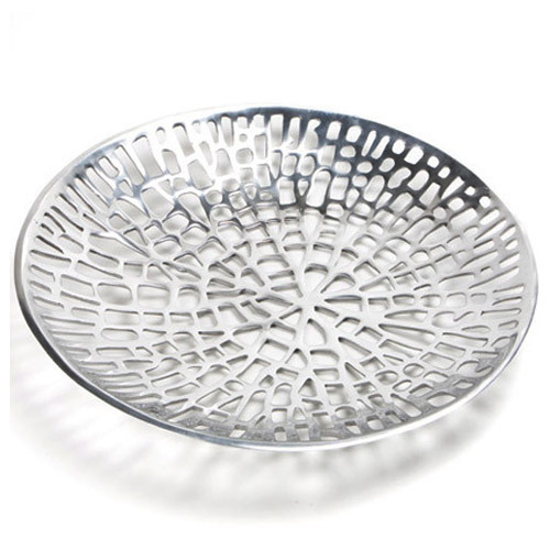 Home Decor Basket Silver Metal Round Bowl, 2