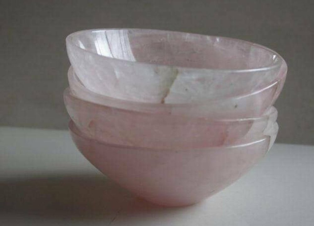 Light Pink Round Rose Quartz Bowl, Size: 3 Inch