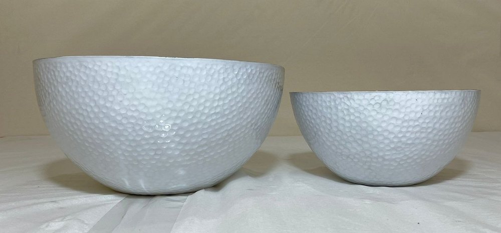 Glossy White Aluminum Fruit Bowl Set, Size: 15inch And 12inch