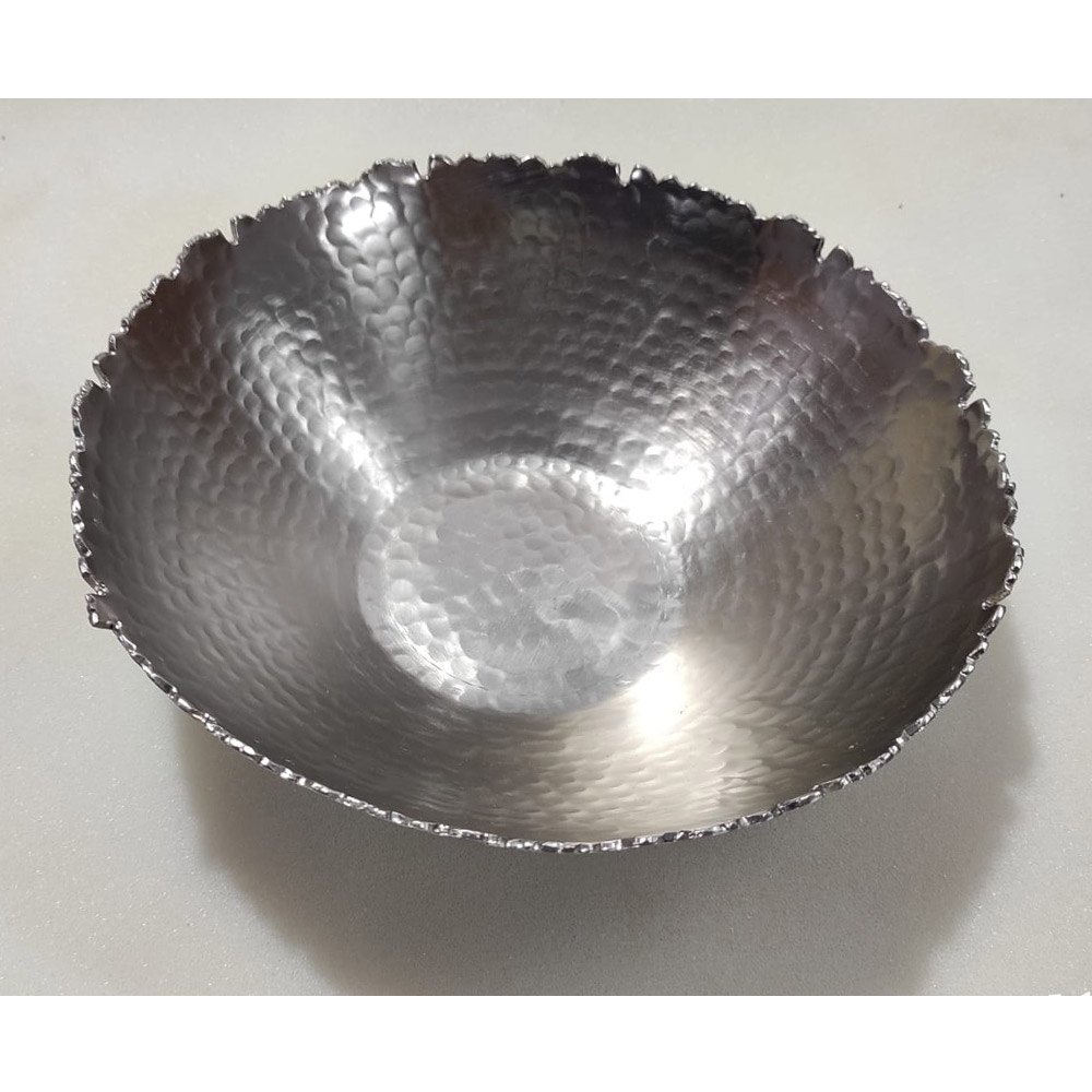 Polished Silver Aluminium Fruit Bowl, Size: 10inch