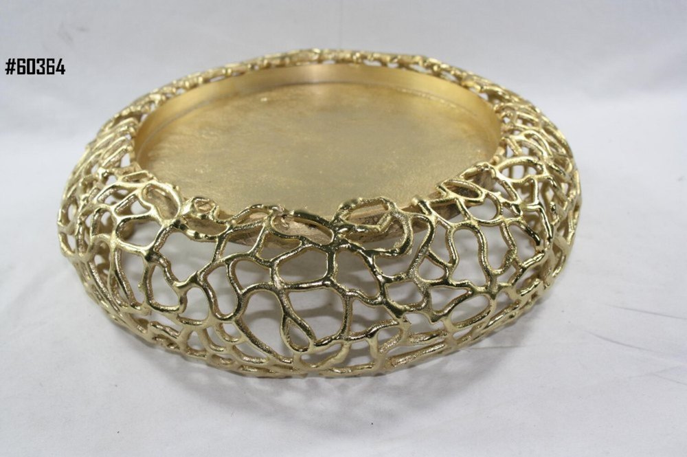 Aluminium Golden Pated Fruit Bowl, Plished, Size: 37x11 cm