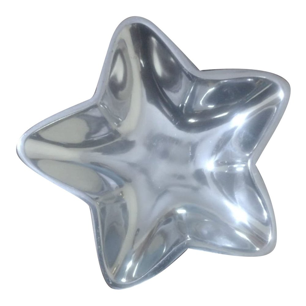 Chrome Silver Aluminium Star Fruit Bowl, Size: 5.25 X 5.25 X 1.25 Inch