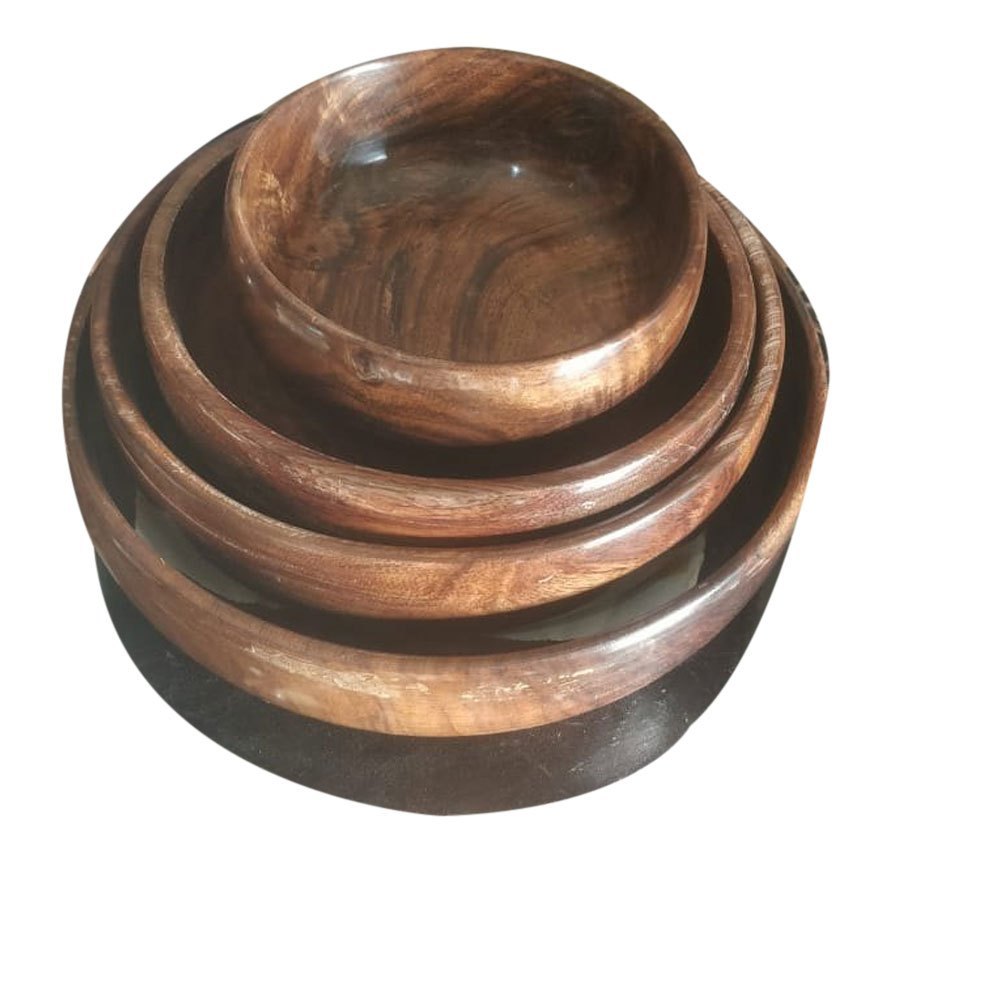 Brown Plain Wooden Bowl Set, For Restaurants