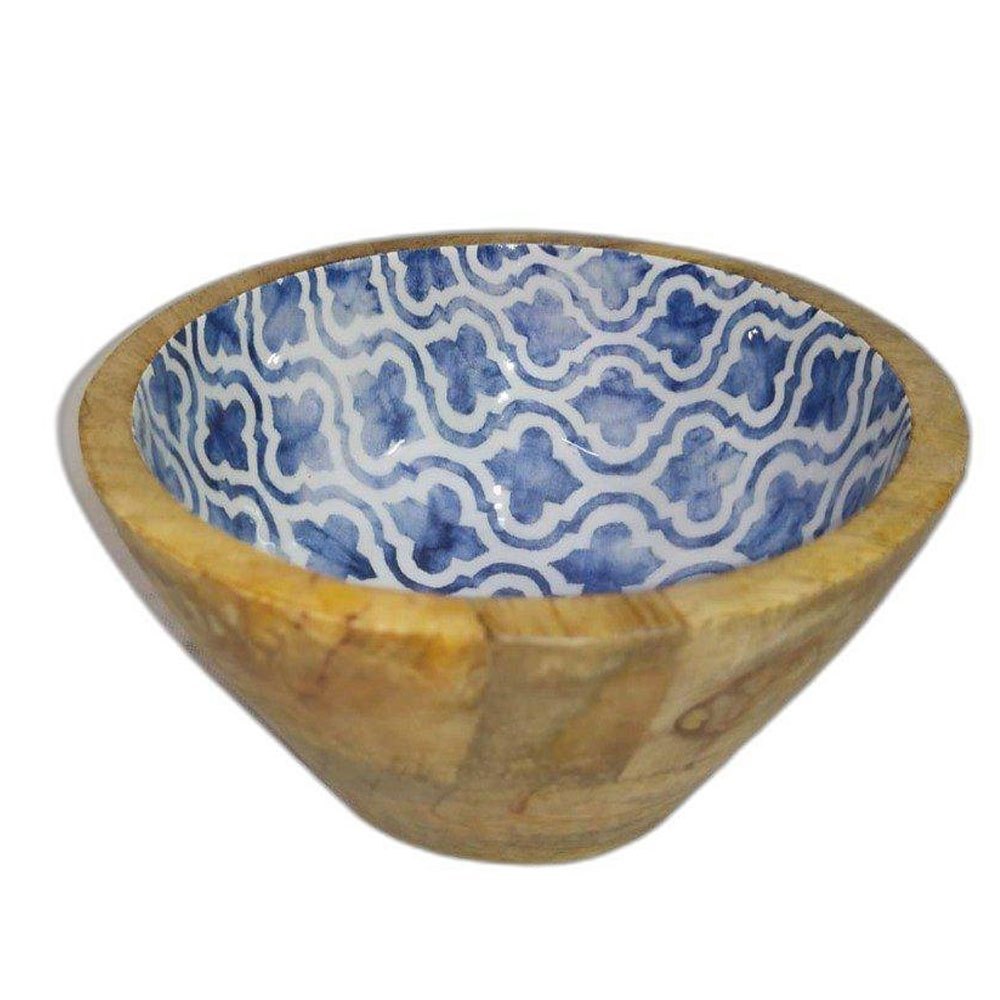 Blue, Brown And White Round Wooden Printed Soup Bowl, For Home, Size: 6 Inch