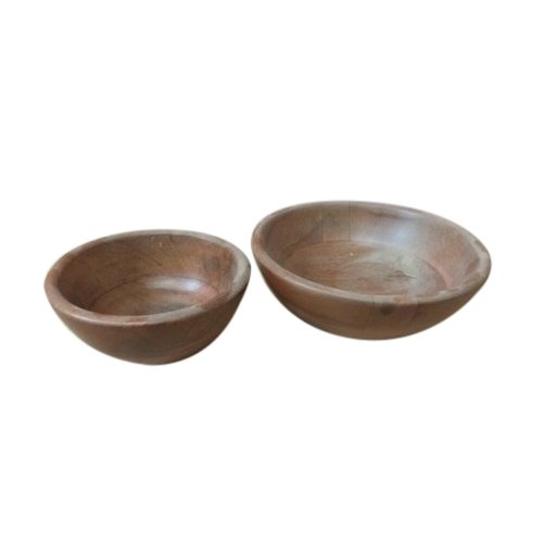 Round Brown Wooden Soup Bowl