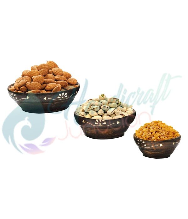 handicraft junction broun Dryfruits bowl, Set Contains: 3, Size: 15.24 X 15.24 X 5.08 Cm
