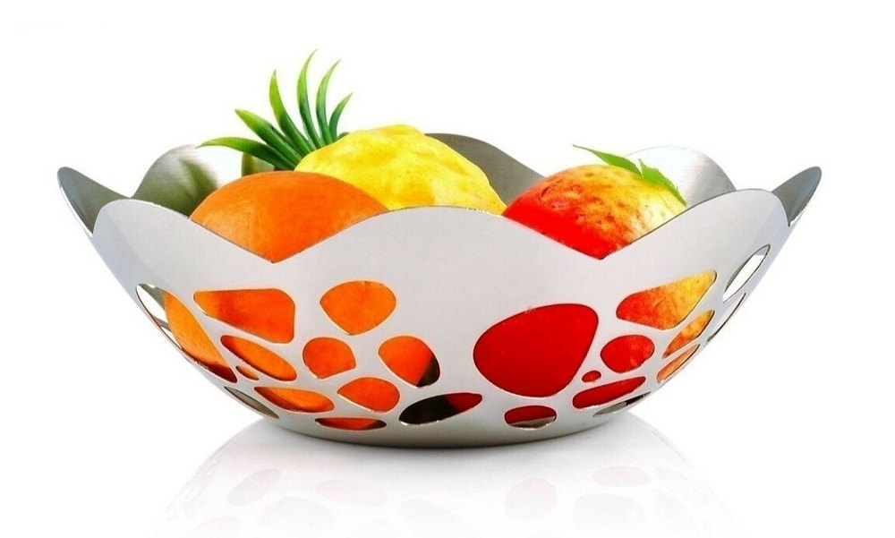 Silver Round Stainless Steel Fruit Bowls, For Home