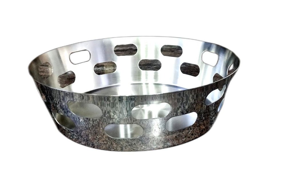 Silver Round Stainless Steel Bread Fruit Bowl, For Hotel, Size: 20.5 cm