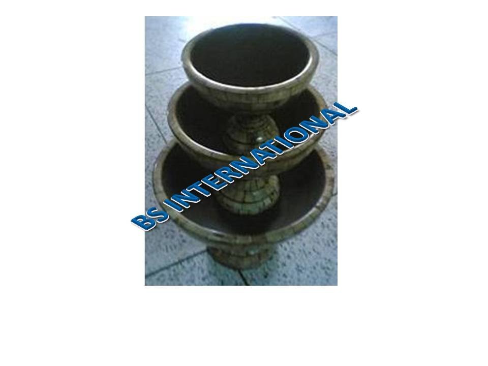 Antique Round Bone Inlay Bowl, Set Contains: 3 Pieces, Size: 8/6/5