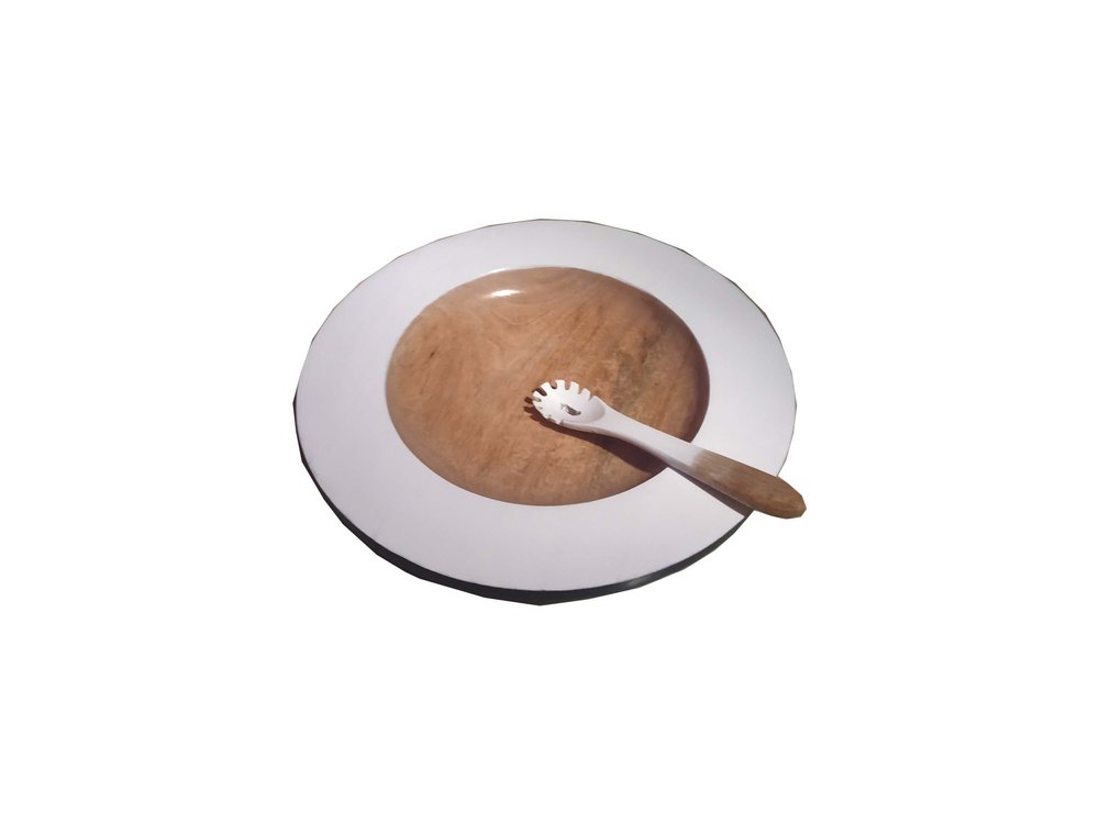 VM Handicraft Round Pasta Serving Bowl, Set Contains: 2 Pcs Set As Shown In Pic, Size: 12x12x1.5 Inch
