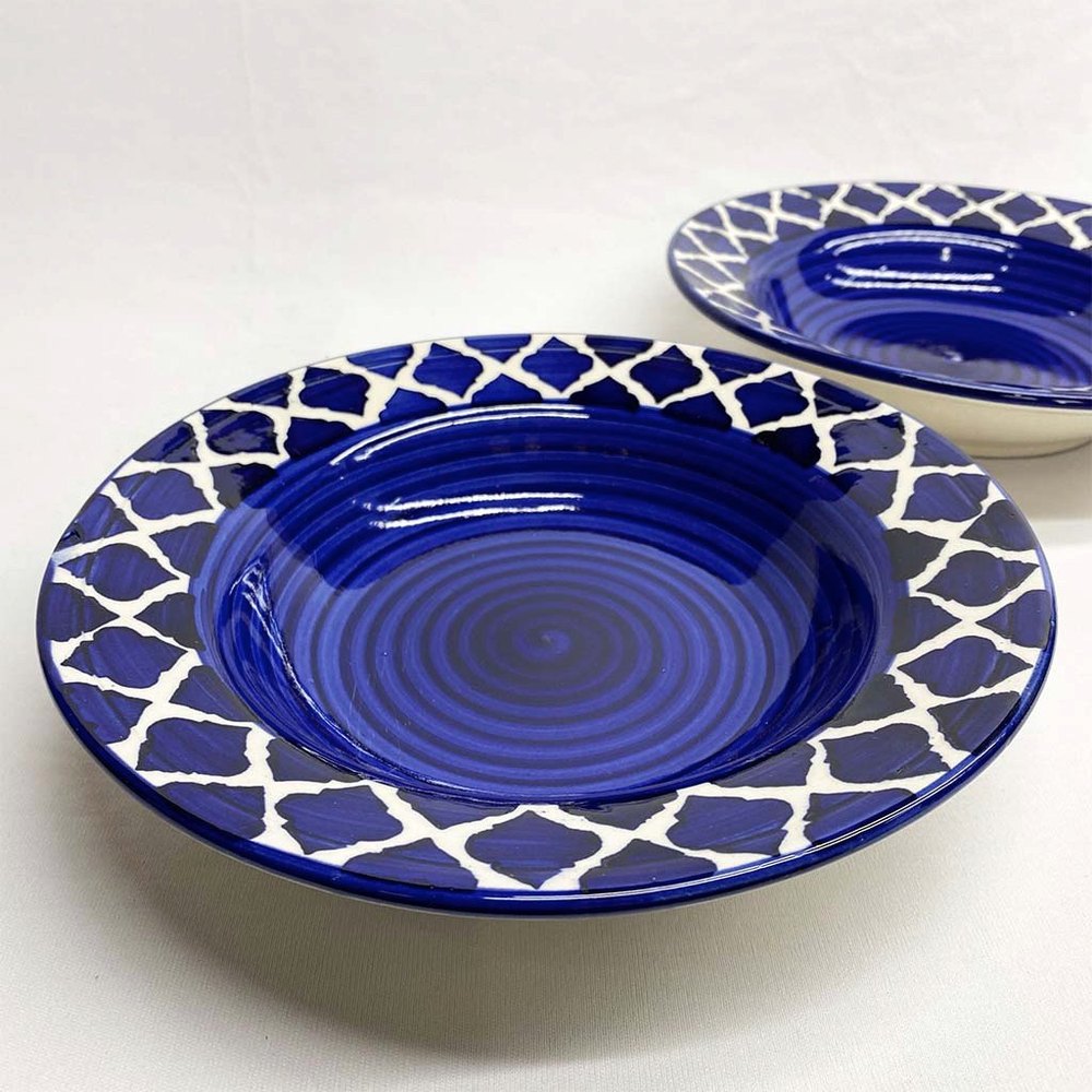 Blue Ceramic Mughal Pasta Plates, Set Contains: 1, Size: Standard