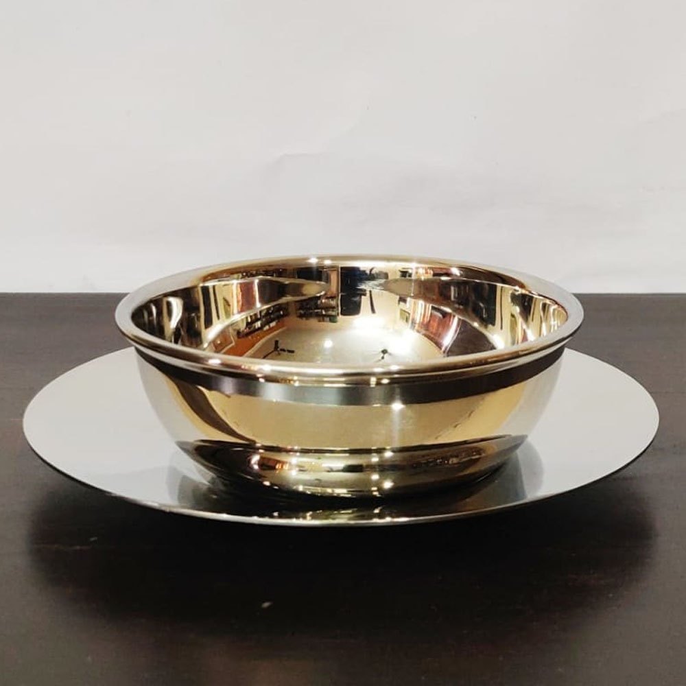Silver Stainless Steel Finger Bowl Liner Set, For Restaurant