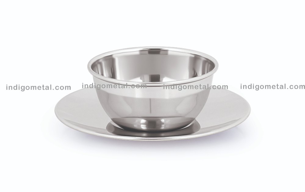 Silver Round Finger Bowl With Liner - Stainless Steel for Restaurant, Size: 11.5x5.5cm