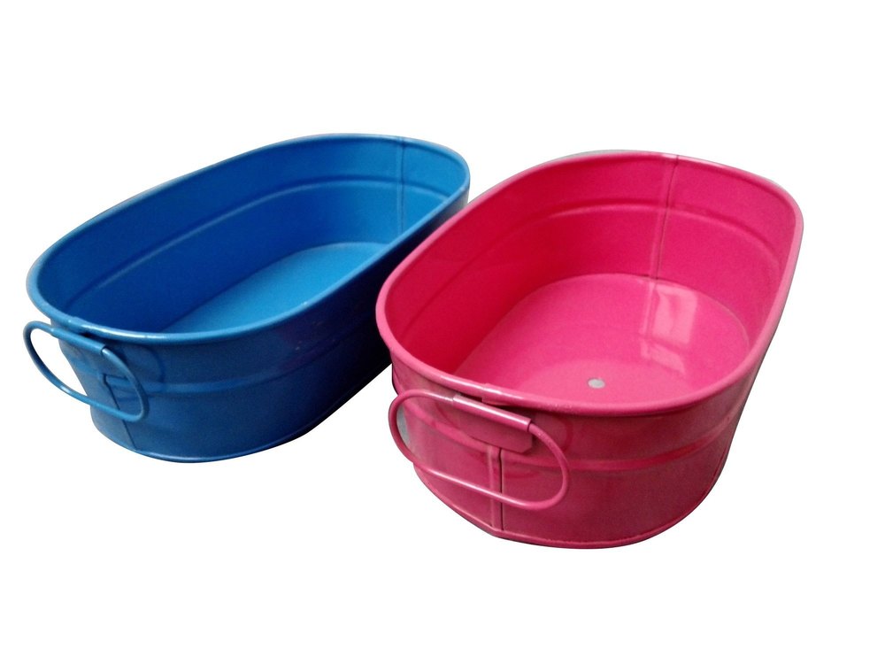 Blue And Punk Powder Coated GP Sheet Tub Decorative/Serving