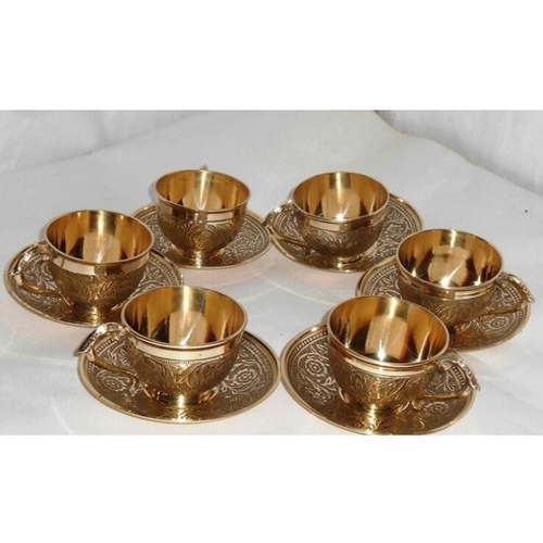 K&T Golden Brass Cup And Saucer Set
