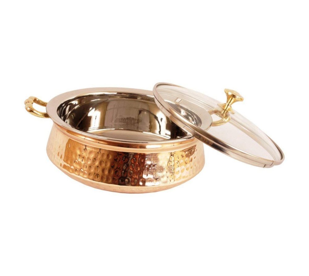 Golden Hammered Brass Kitchen Tope Set, For Home