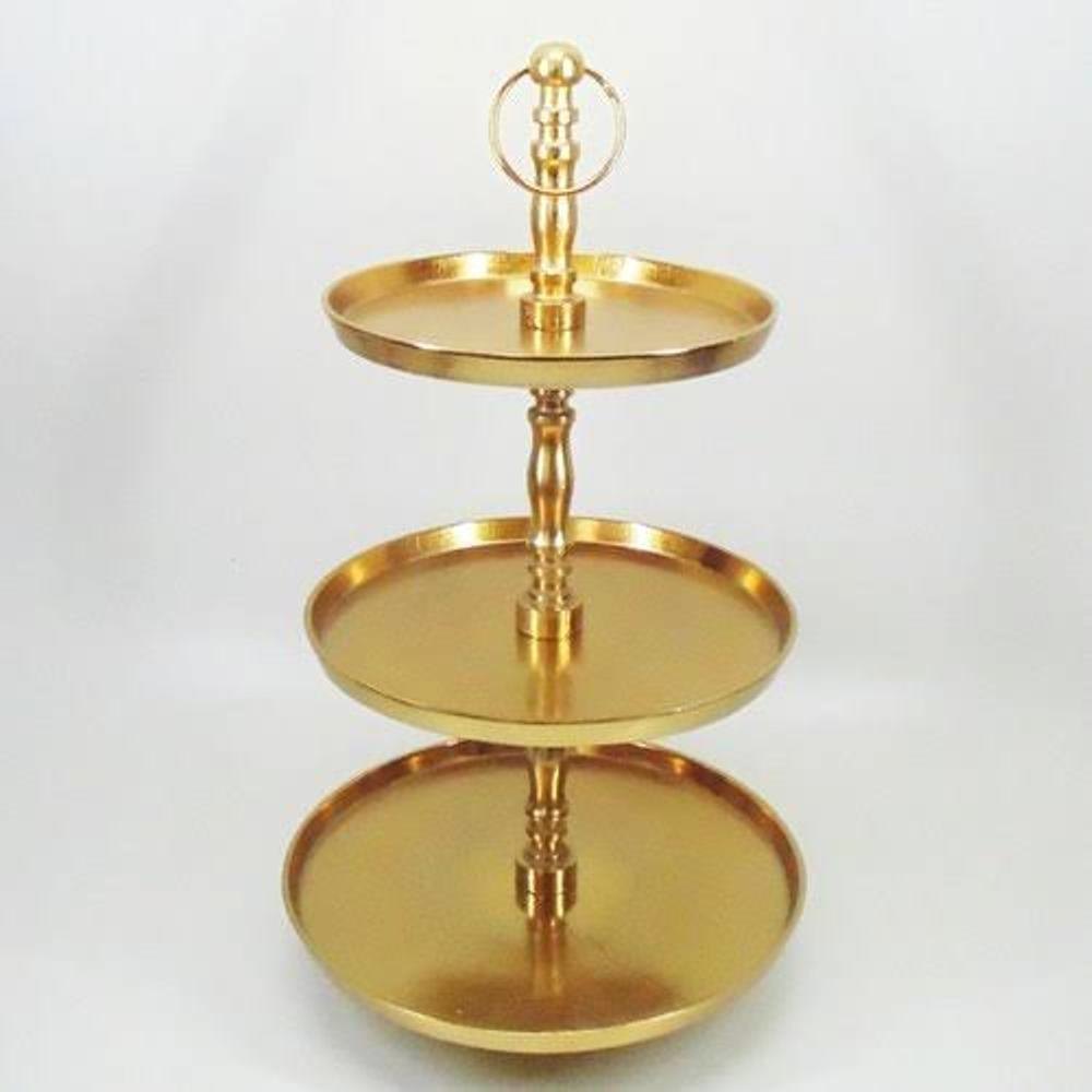 Brass Tray Golden Cake Stand, Packaging Type: Box, Round