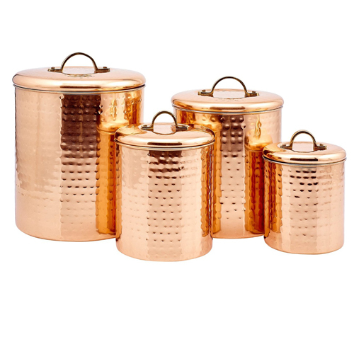 Pure Copper Hammered Storage Set Of 4 Pcs