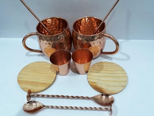 100% Pure Copper Mug Set Of 10 Pcs, Size: 8.5 X 10 Cms