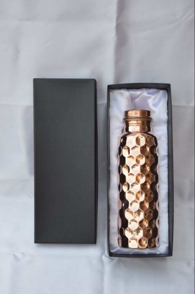 Hammered Diwali Gifts Copper Water Bottle In A Beautiful Box