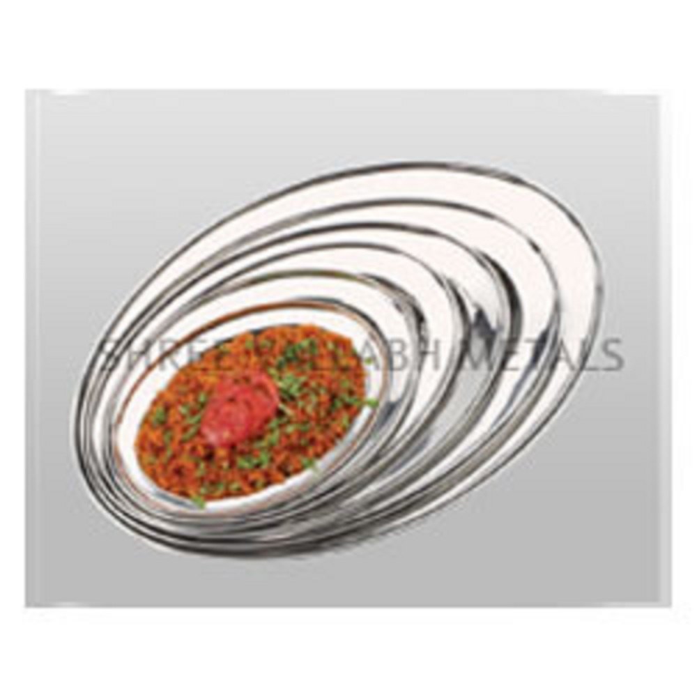 Silver Stainless Steel Kitchen Platters, Round