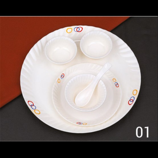 Ceramic White Big Border Heavy Dish Set for Home, Size: 13 Inches