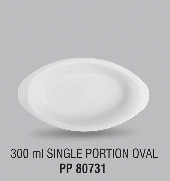 Plastic Dish Plate 300 Ml Single Portion Oval
