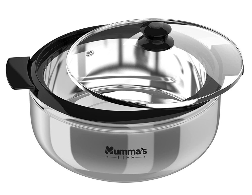 Stainless Steel Thermoware Casserole with Glass Lid, For Hotel/Restaurant