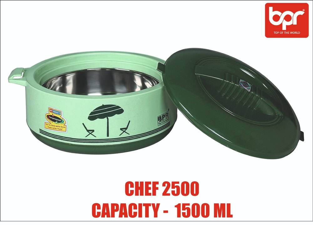 Printed Stainless Steel & Plastic Bpr Chef 2500 Insulated Hot Pot, Capacity: 1500 Ml