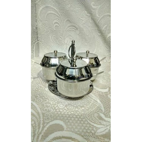 Tamil Nadu Metals Round Stainless Steel Pickle Set, for Home and Hotel/Restaurant