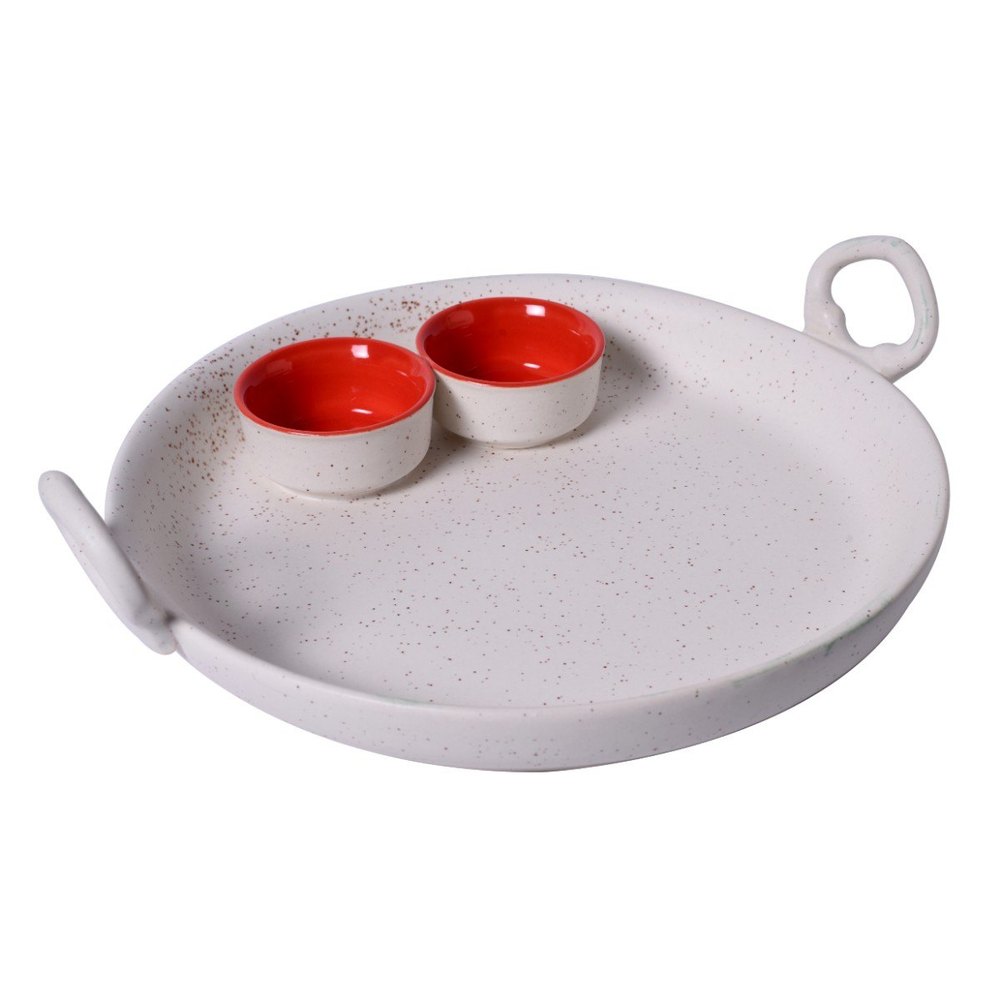 White Platter Ceramic Pizza Kadhai, Round, Size: 16inch