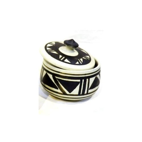 Printed Black Round Ceramic Handi, for Home