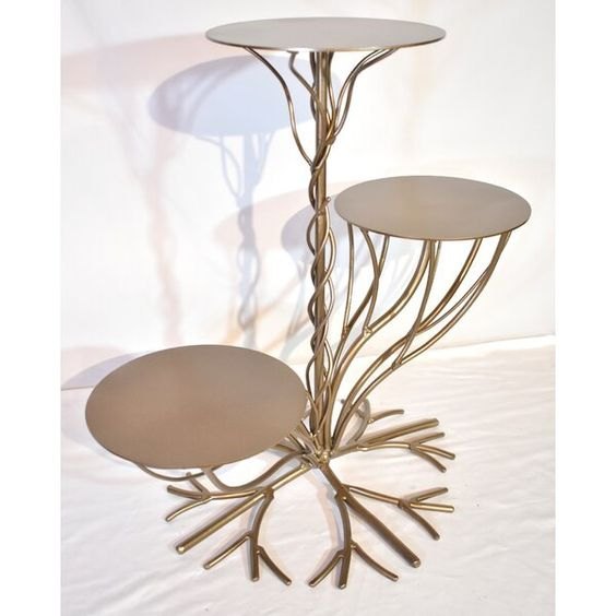 Three Tier Metal Cake Stand, Tree Shape, Size: 10x8x6 16 Inch Height