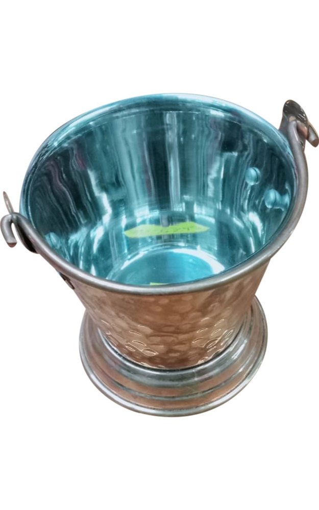 Silver Stainless Steel Food Serving Bucket, For Restaurant, Round