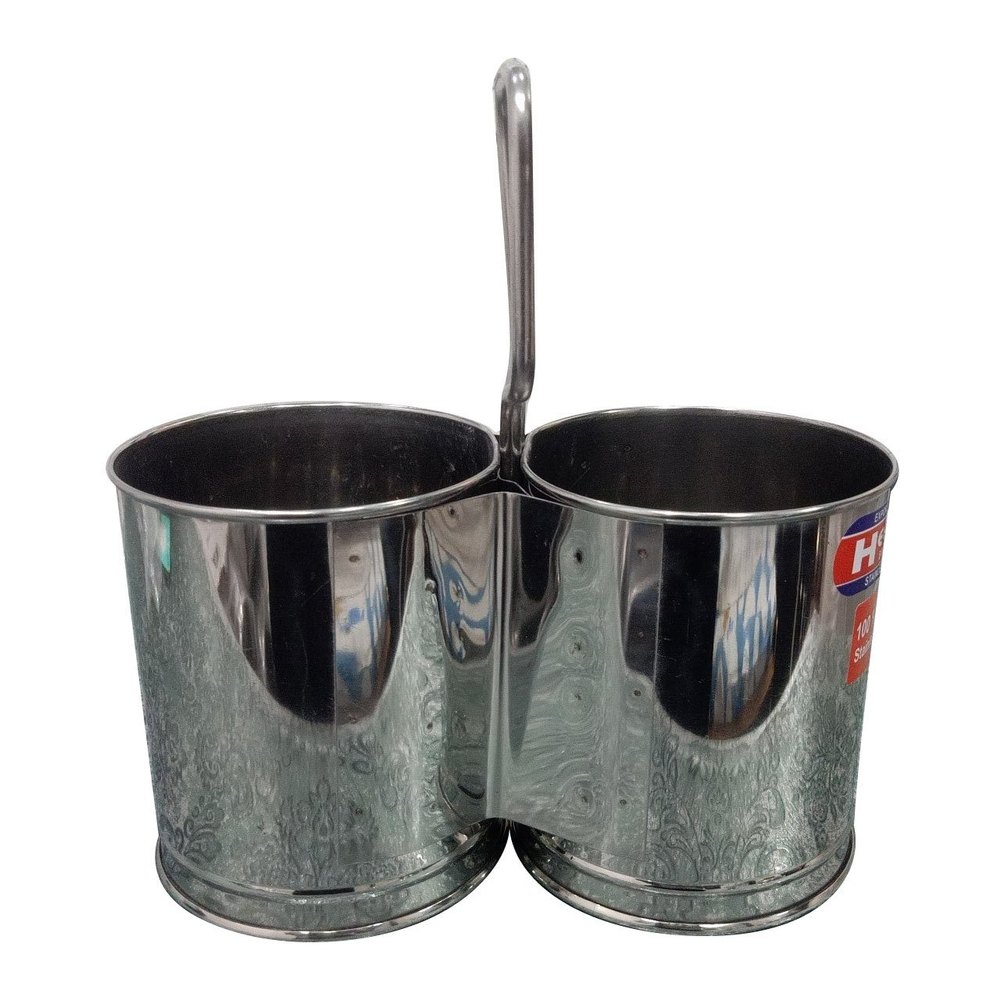 Silver Stainless Steel Serving Bucket, For Kitchen, Round