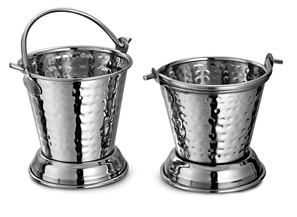 Silver Stainless Steel Serving Bucket, For Restaurant, Packaging Type: Box