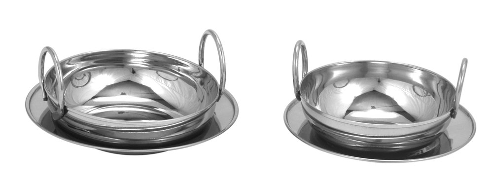 Silver Stainless Steel Balti Dish, Round, Size: Many Sizes Available