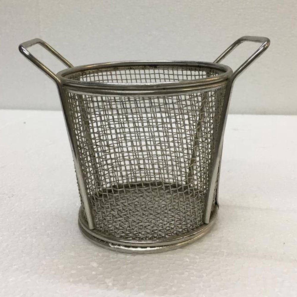 Silver Stainless Steel Mini Handle Fryer Bucket, Size: 9x9 Inch