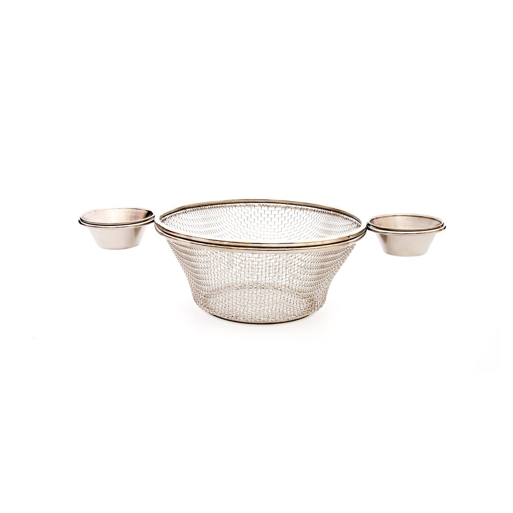 Silver Stainless Steel Round Basket With 2 Sauce Cup, Packaging Type: Box, Size: 30 Cm