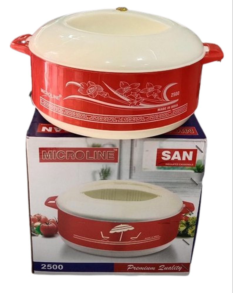 Mircoline Red 2500ml Printed Insulated Casserole, For Home