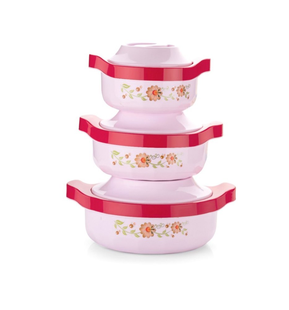 SAAMU Red Casserole Combo Pack 3 Pcs. Set, For Home, Capacity: 2500 ml