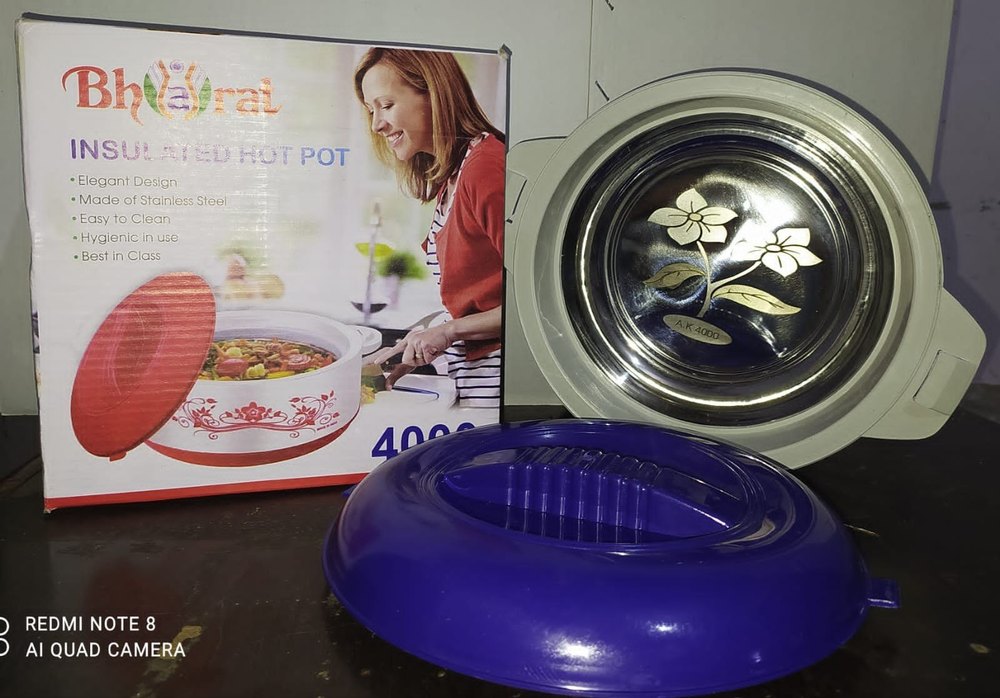 Bharat Red Insulated Hot Pot, For Home, Capacity: 1000