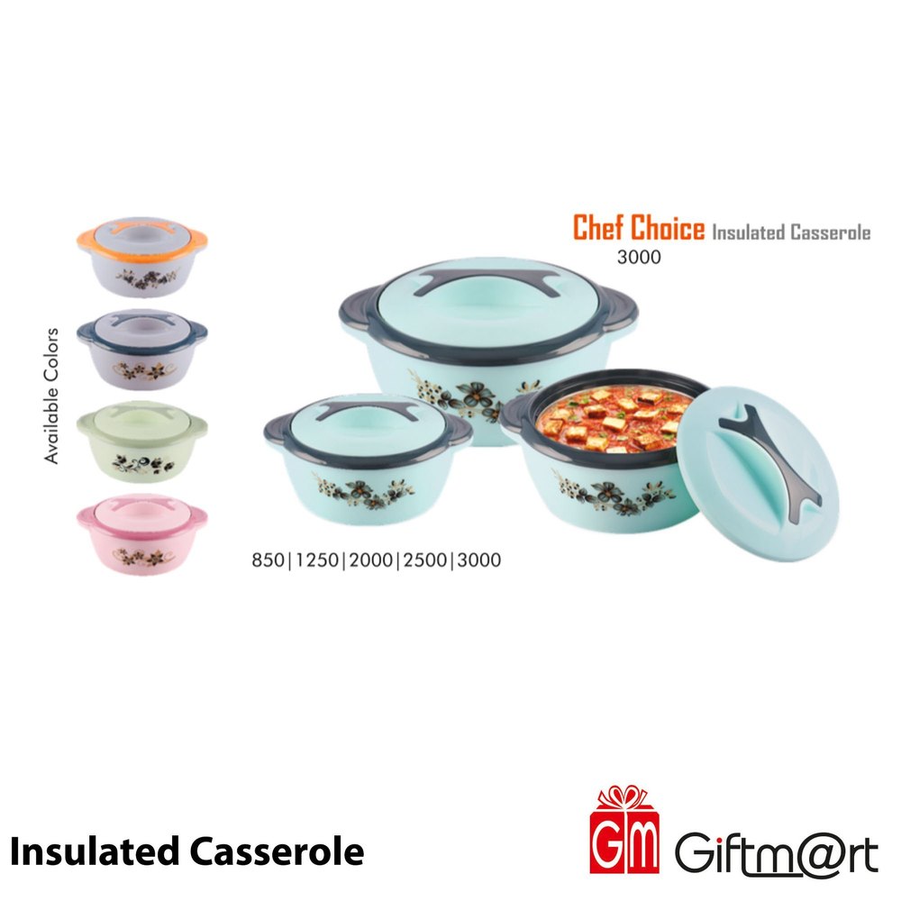 Plastic Stainless Steel Casserole, For Home, Capacity: 2500 ml