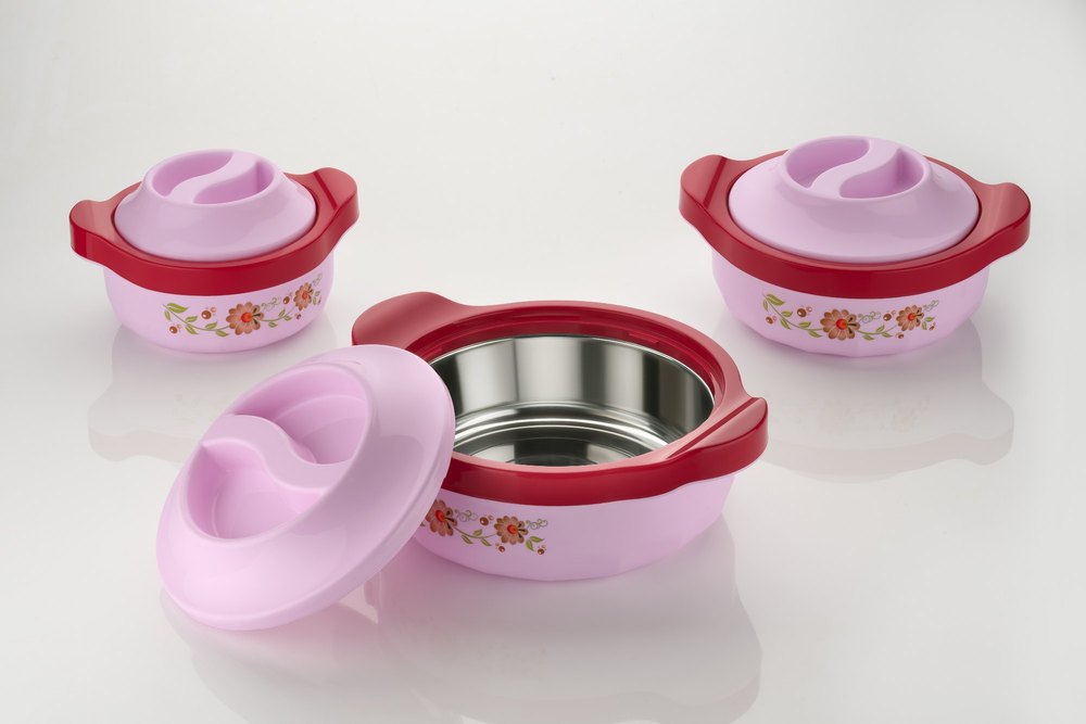 pink Plastic kkart casserole 3piece set, For Home
